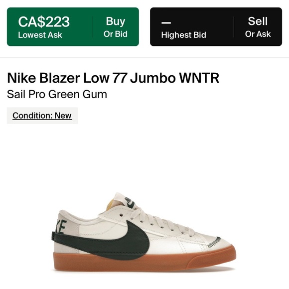 Nike Blazer Low ‘77 Jumbo Sail Pro Green Gum - Picture 5 of 5